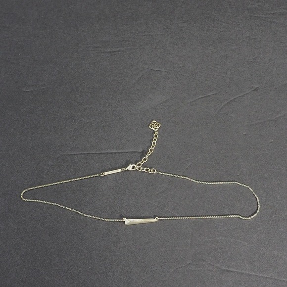 Kendra Scott Jewelry - Kendra Scott Elliot Necklace Gold Tone Bar Pendant Pave Delicate Minimalist Chic